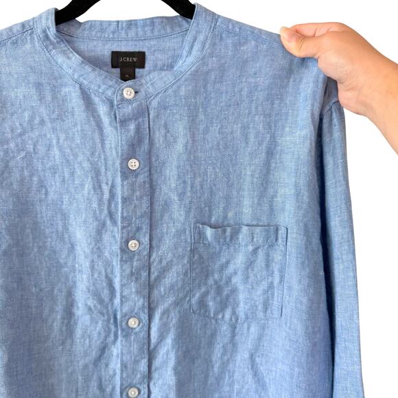 Mens J Crew Baird McNutt Irish Linen Textured Band Collar Button Down Shirt - XL - Picture 2 of 8